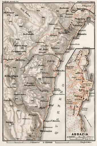 Abbazia (Opatija) and environs map, 1910
