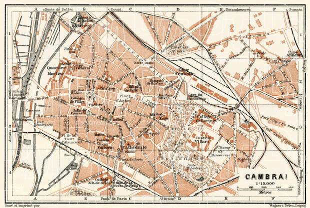 Cambrai city map, 1913. Use the zooming tool to explore in higher level of detail. Obtain as a quality print or high resolution image
