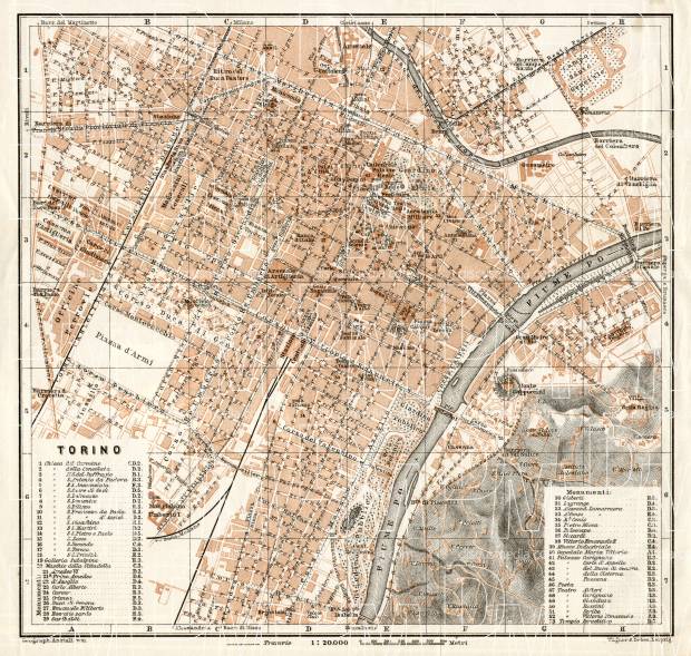 Turin (Torino) city map, 1908. Use the zooming tool to explore in higher level of detail. Obtain as a quality print or high resolution image
