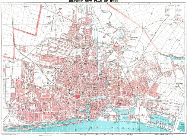 Hull (Kingston upon), city map (brown´s New Plan of Hull), 1923. Use the zooming tool to explore in higher level of detail. Obtain as a quality print or high resolution image