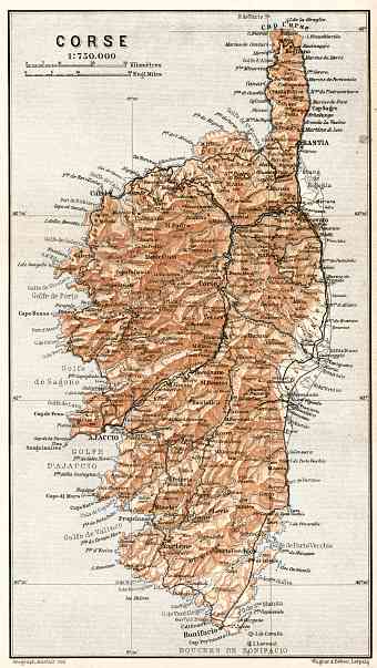 Corsica map, 1902