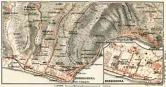 Bordighera town plan. Bordighera environs map, 1913
