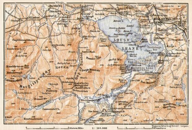 Killarney environs map, 1906. Use the zooming tool to explore in higher level of detail. Obtain as a quality print or high resolution image