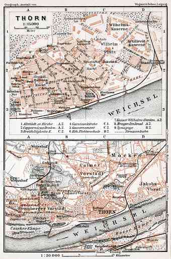 Torun (Thorn) city map, 1911
