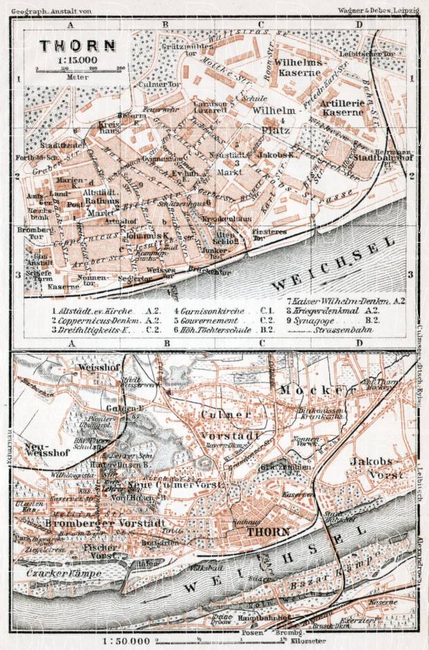Torun (Thorn) city map, 1911. Use the zooming tool to explore in higher level of detail. Obtain as a quality print or high resolution image