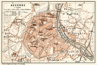 Auxerre city map, 1909