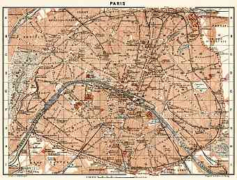 Paris, overview city map, 1913