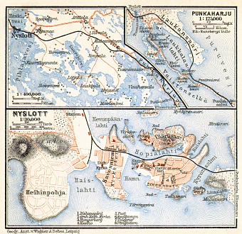 Nyslott (Savonlinna) town plan. Punkaharju map, 1914