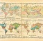 World Temperature, Ocean Currents, Rains, Religions and Population Maps (in Russian), 1910
