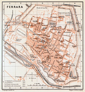 Ferrara city map, 1908