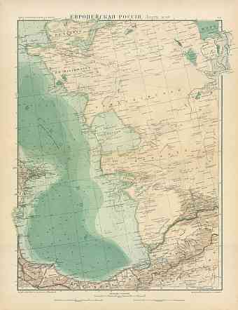 European Russia Map, Plate 16: Caspian Sea. 1910