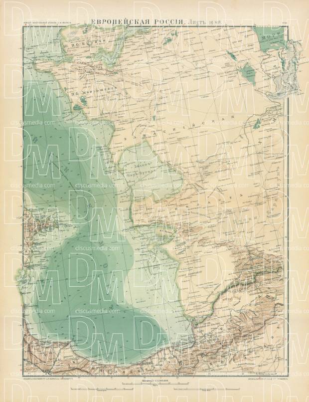 European Russia Map, Plate 16: Caspian Sea. 1910. Use the zooming tool to explore in higher level of detail. Obtain as a quality print or high resolution image