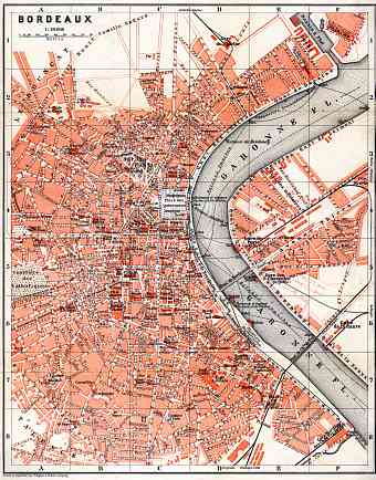 Bordeaux city map, 1885