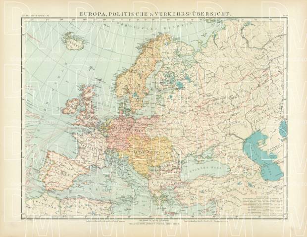 Political Map of Europe and Communication Lines, 1905. Use the zooming tool to explore in higher level of detail. Obtain as a quality print or high resolution image