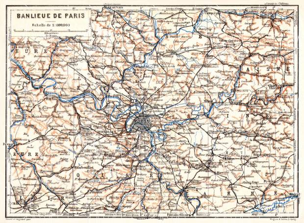 Paris farther environs (Banlieue de Paris) map, 1931. Use the zooming tool to explore in higher level of detail. Obtain as a quality print or high resolution image