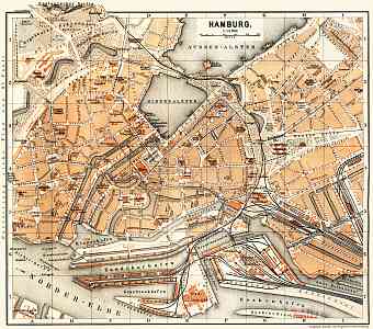 Hamburg city map, 1887