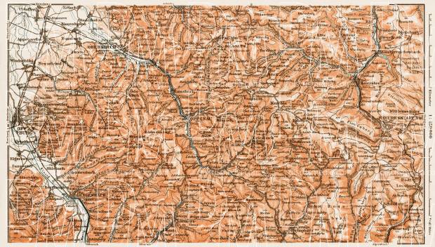 Schwarzwald (the Black Forest). The Renchtal region map, 1909. Use the zooming tool to explore in higher level of detail. Obtain as a quality print or high resolution image