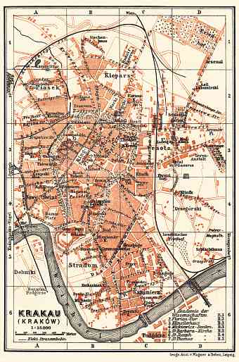 Krakau (Kraków) city map, 1911
