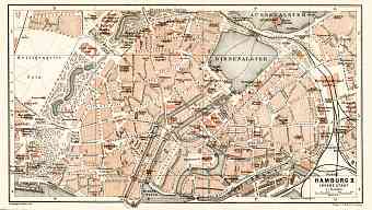 Hamburg central part map, 1906