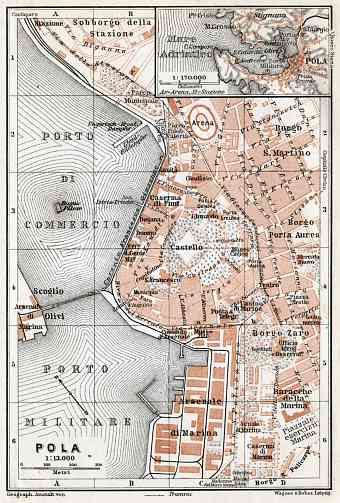 Pola (Pula) city map, 1910