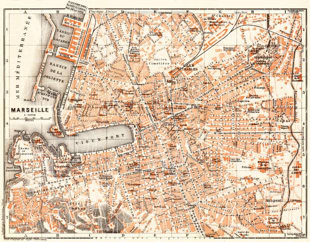 Marseille city map, 1900. Use the zooming tool to explore in higher level of detail. Obtain as a quality print or high resolution image