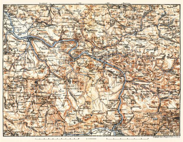 Schandau environs, Lower Saxony. Elbe River from Pirna to Tetschen (Děčín), 1897. Use the zooming tool to explore in higher level of detail. Obtain as a quality print or high resolution image