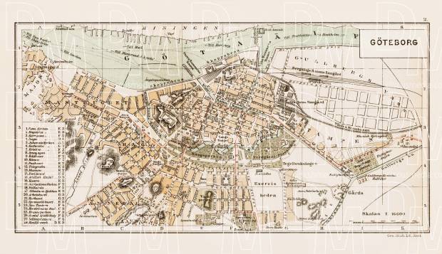 Göteborg (Gothenburg) city map, 1899. Use the zooming tool to explore in higher level of detail. Obtain as a quality print or high resolution image