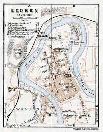 Leoben city map, 1910