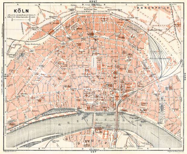 Cologne (Köln) city map, 1906. Use the zooming tool to explore in higher level of detail. Obtain as a quality print or high resolution image