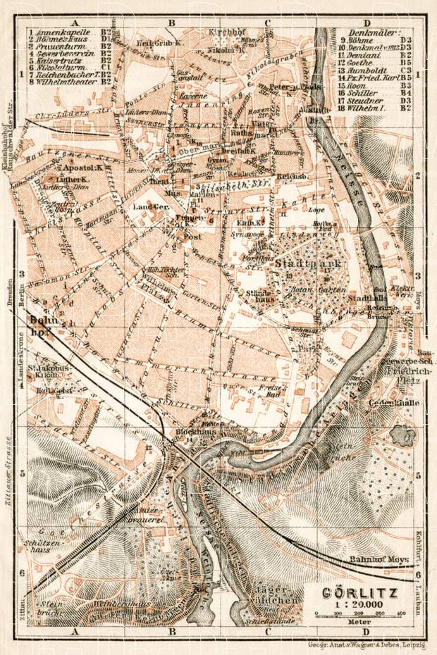 Görlitz city map, 1911. Use the zooming tool to explore in higher level of detail. Obtain as a quality print or high resolution image