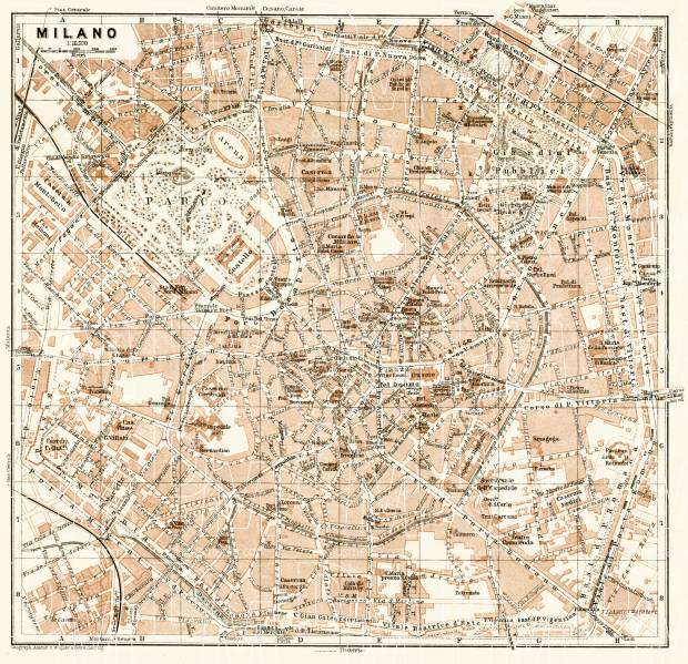 Milan (Milano) city map, 1913. Use the zooming tool to explore in higher level of detail. Obtain as a quality print or high resolution image