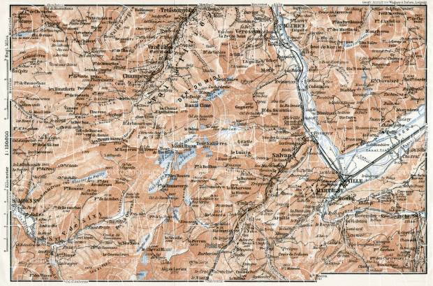 Val-d´Illiez and Dents du Midi map, 1909. Use the zooming tool to explore in higher level of detail. Obtain as a quality print or high resolution image