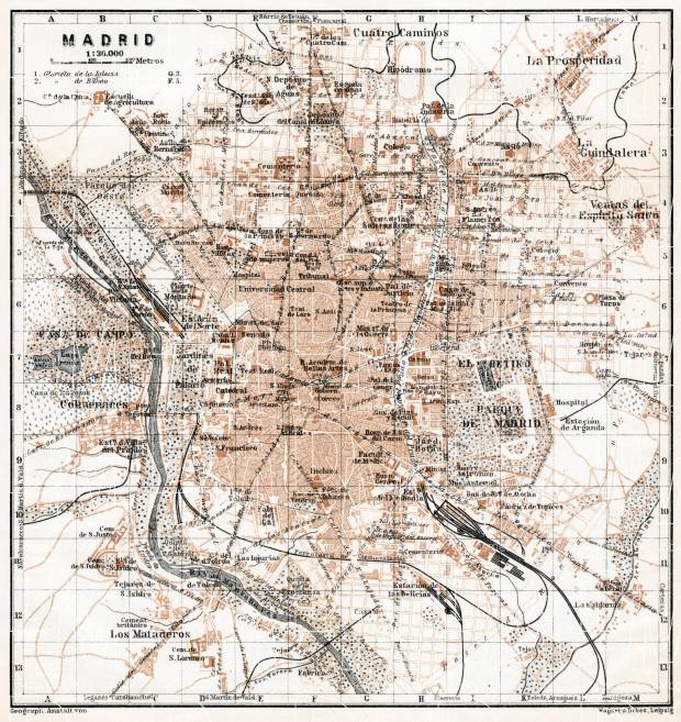 Madrid city map, 1913. Use the zooming tool to explore in higher level of detail. Obtain as a quality print or high resolution image