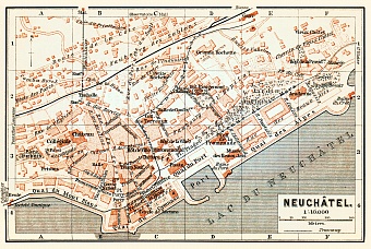 Neuchâtel city map, 1897