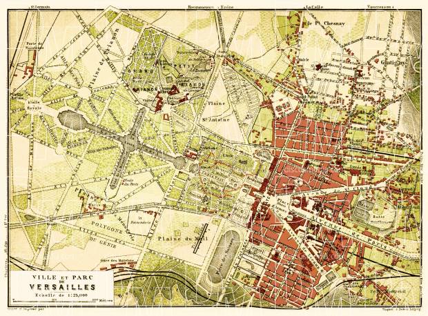 Versailles city and park map, 1903. Use the zooming tool to explore in higher level of detail. Obtain as a quality print or high resolution image