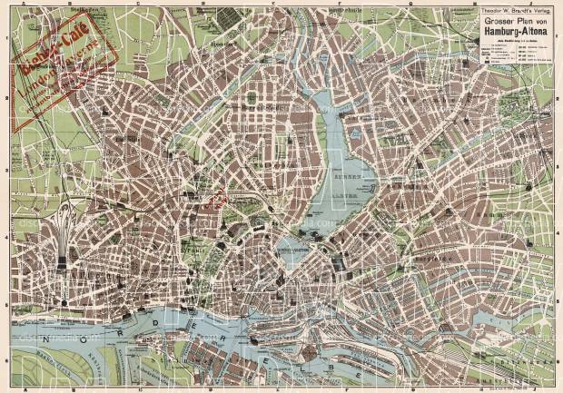 Hamburg city map, 1905. Use the zooming tool to explore in higher level of detail. Obtain as a quality print or high resolution image