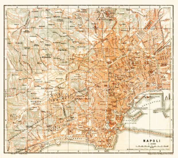 Naples (Napoli) city map, 1912. Use the zooming tool to explore in higher level of detail. Obtain as a quality print or high resolution image