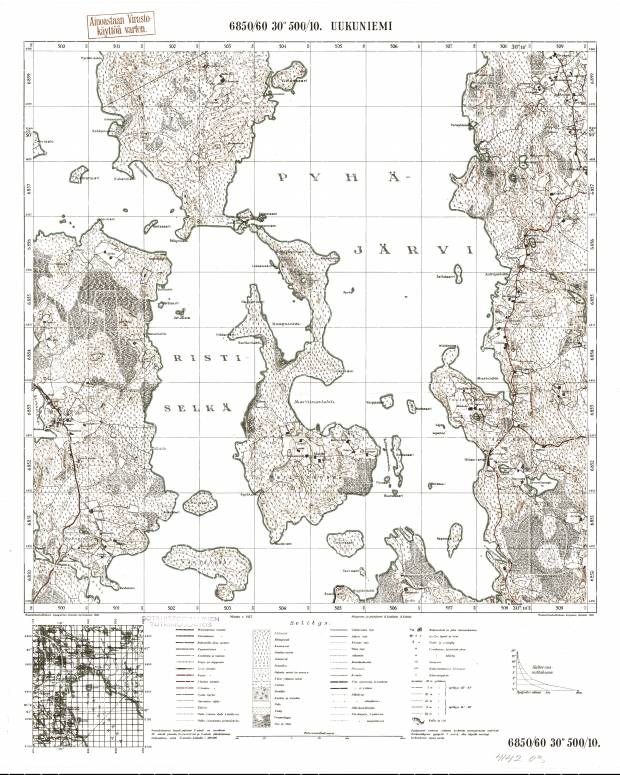 Uukuniemi. Topografikartta 414203. Topographic map from 1940. Use the zooming tool to explore in higher level of detail. Obtain as a quality print or high resolution image