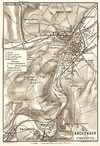 Kreuznach and environs map, 1905