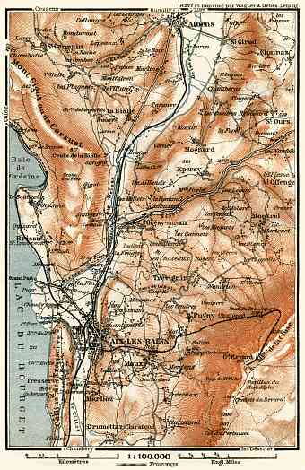 Aix-les-Bains environs map, 1913