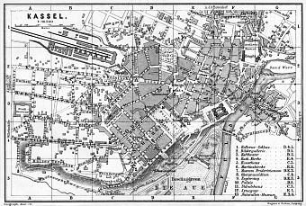 Kassel (Cassel) city map, 1887