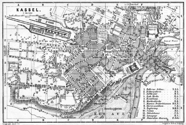 Kassel (Cassel) city map, 1887. Use the zooming tool to explore in higher level of detail. Obtain as a quality print or high resolution image