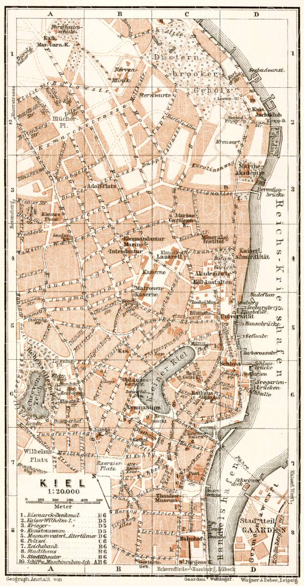 Kiel city map, 1911. Use the zooming tool to explore in higher level of detail. Obtain as a quality print or high resolution image