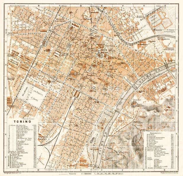Turin (Torino) city map, 1913. Use the zooming tool to explore in higher level of detail. Obtain as a quality print or high resolution image