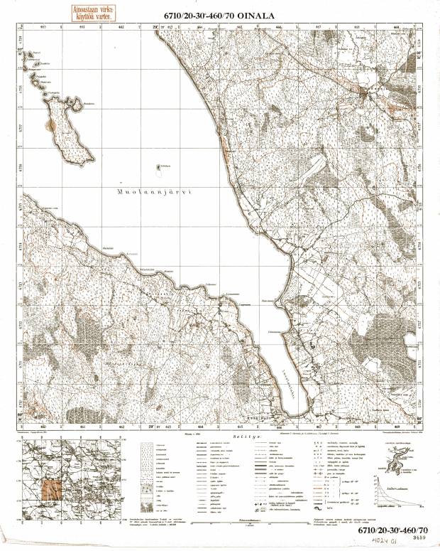 Nagornoje. Oinala. Topografikartta 402401. Topographic map from 1935. Use the zooming tool to explore in higher level of detail. Obtain as a quality print or high resolution image