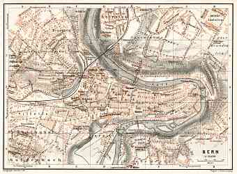 Bern (Berne) city map, 1909