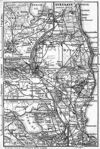 Dyrehave and environs map (Jægersborg Dyrehave in Copenhagen), 1910