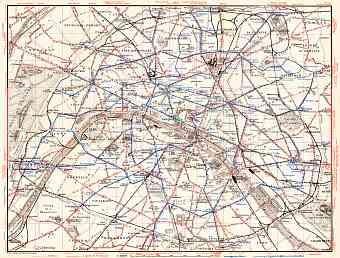 Paris Tramway and Metro Network map, 1931