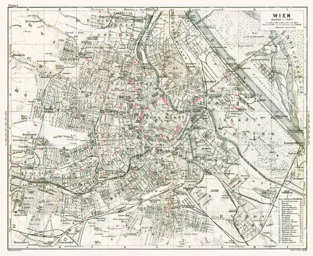 Vienna (Wien) Tramway Network Map, 1910. Use the zooming tool to explore in higher level of detail. Obtain as a quality print or high resolution image