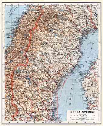 Sweden, north part. General map, 1910